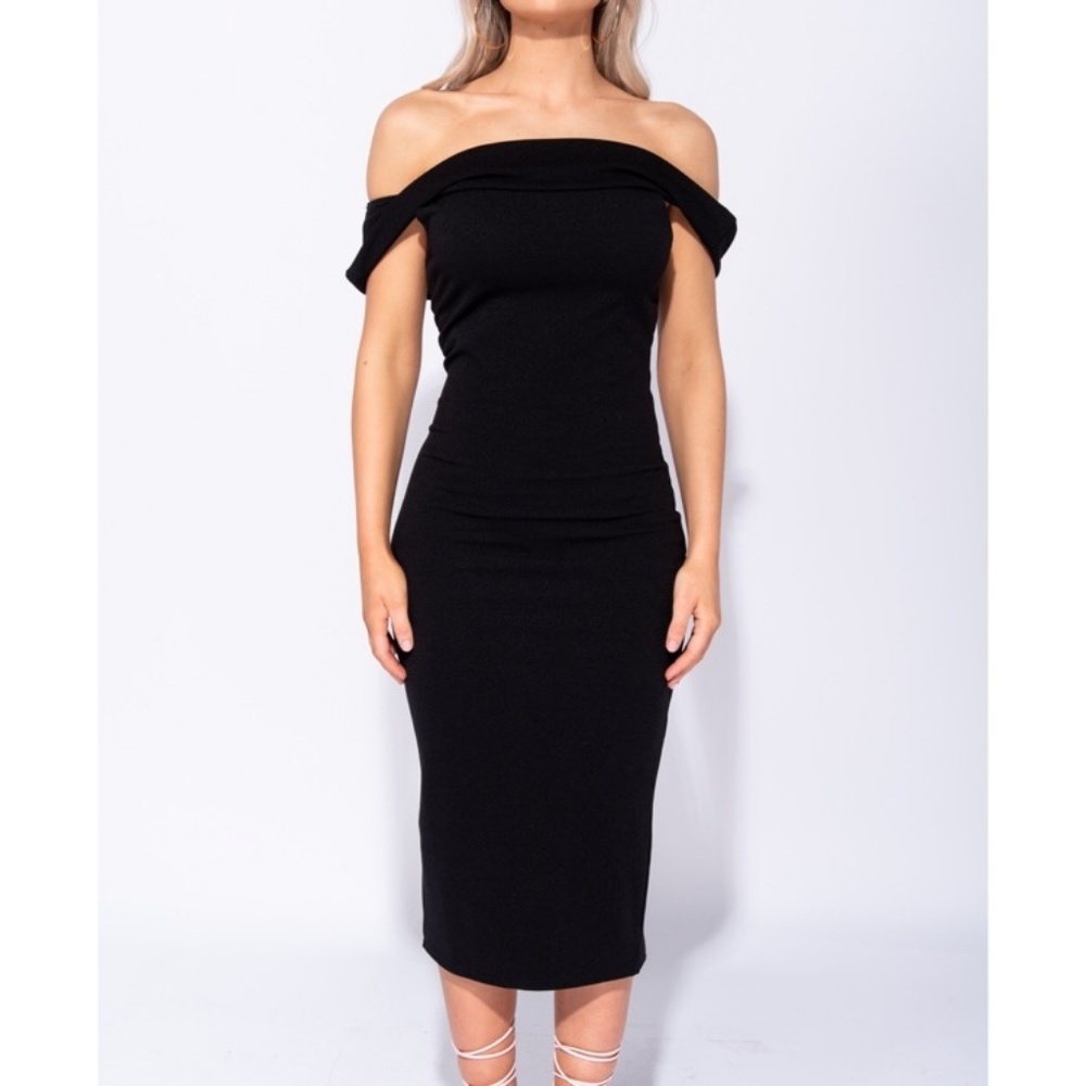 π FEMME FATALE BLACK BARDOT DRESS - Picture 4 of 7